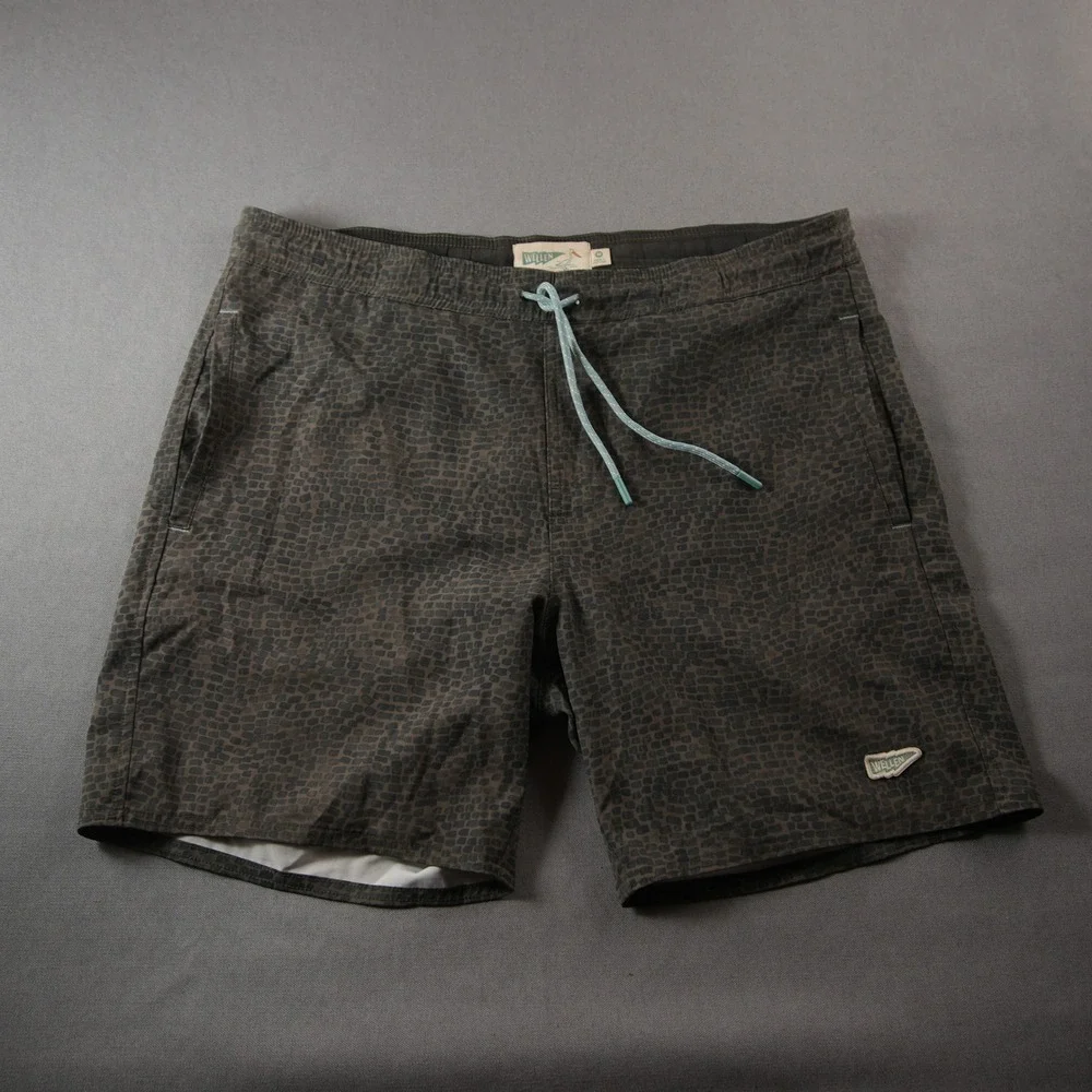 Wellen Pebble Stretch Men Swim Shorts Trunks M Green Lined Surf Vacation Travel